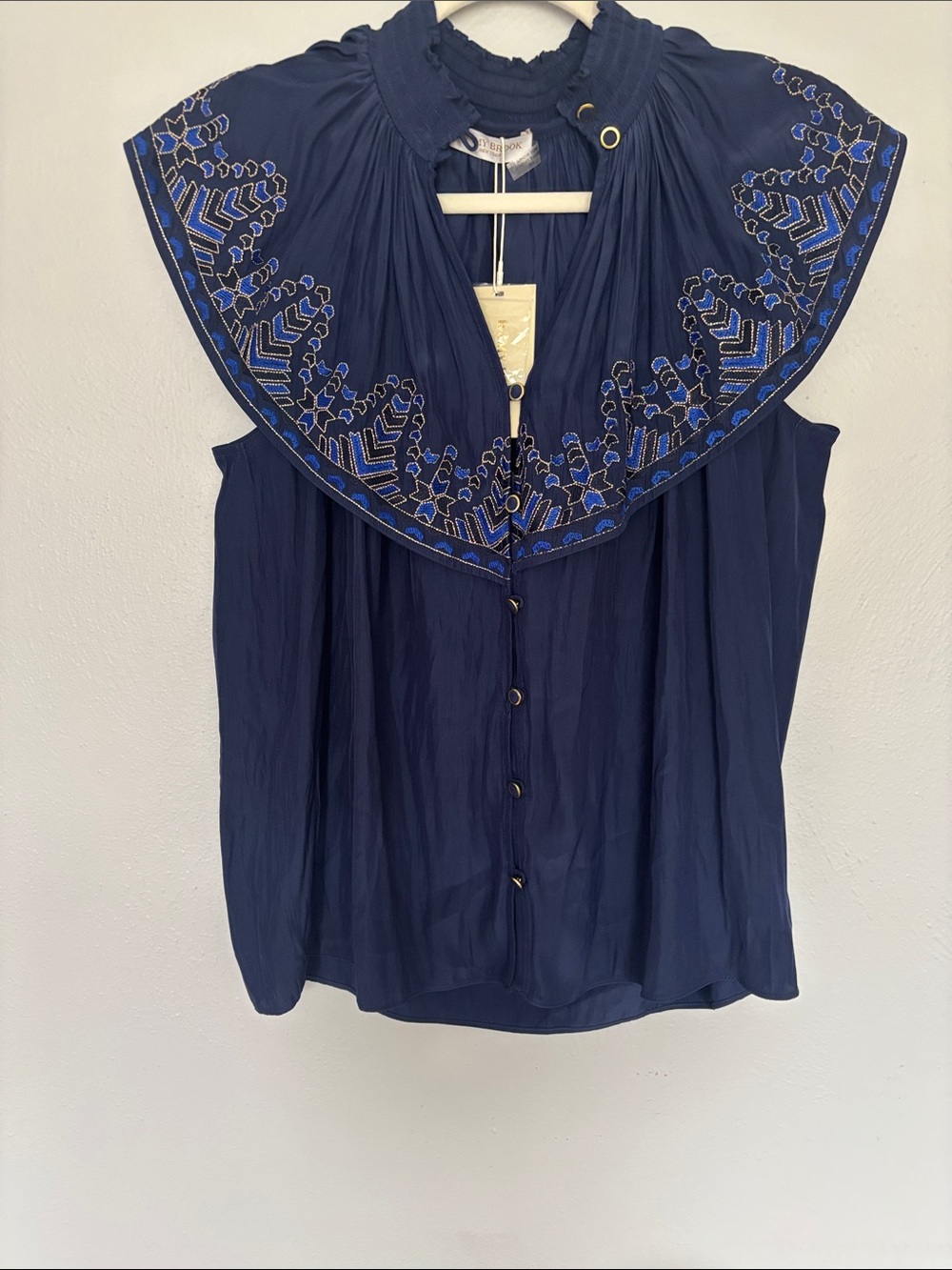New Ramy Brook Ruffle Embroidered Top - Picture 2 of 3